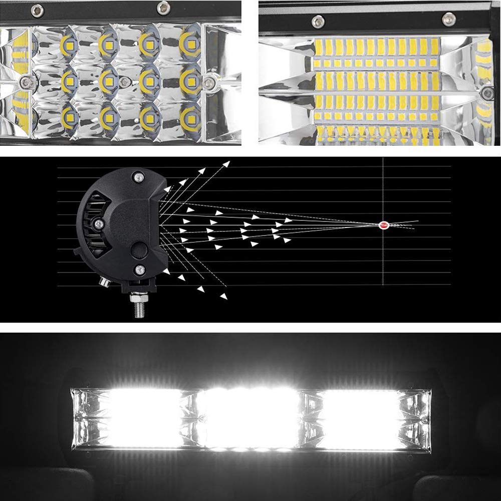 Willpower 12 inch 180W LED Light Bar Triple Row Spot Flood Combo Beam Off Road Driving Lights Waterproof Work Light for Jeep Trucks SUV ATV UTV Boat Lights, 12V 24V - Image 4