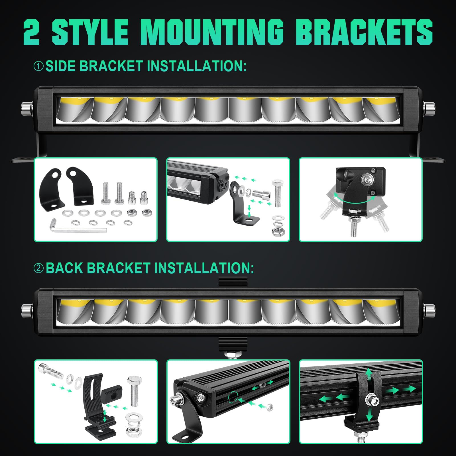 Willpower 12 inch 30W LED Light Bar with DT Wiring Switch,3000 Lumens Single Row Spot Flood Beam Driving Lights, Waterproof Led Bars for Vehicle Trucks SUV Boat ATV UTV Off Road,DC 12V 24V - Image 4