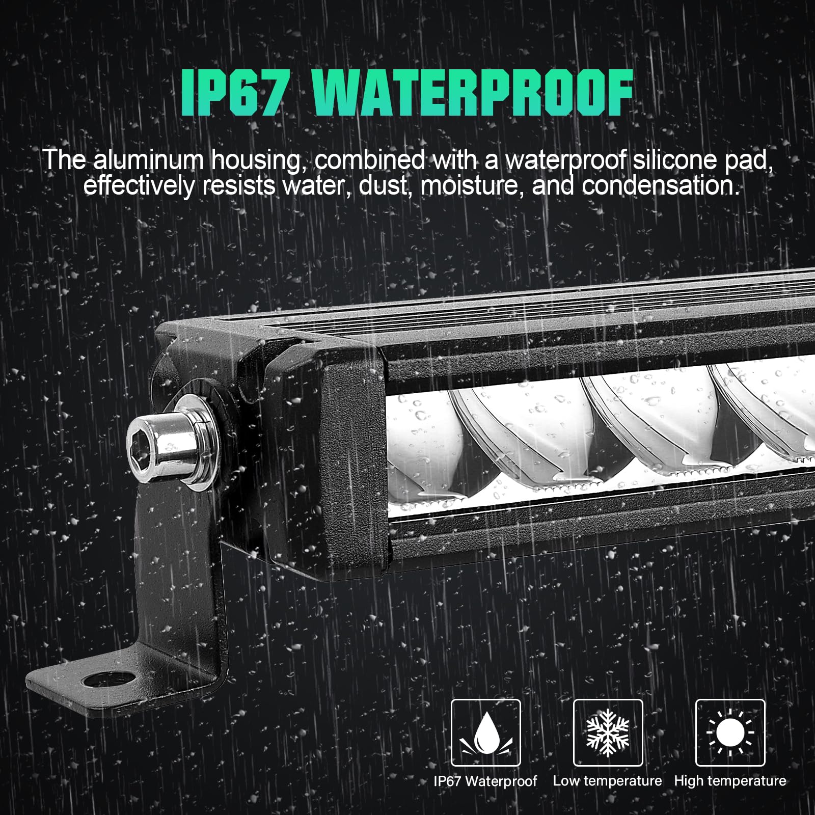 Willpower 12 inch 30W LED Light Bar with DT Wiring Switch,3000 Lumens Single Row Spot Flood Beam Driving Lights, Waterproof Led Bars for Vehicle Trucks SUV Boat ATV UTV Off Road,DC 12V 24V - Image 7