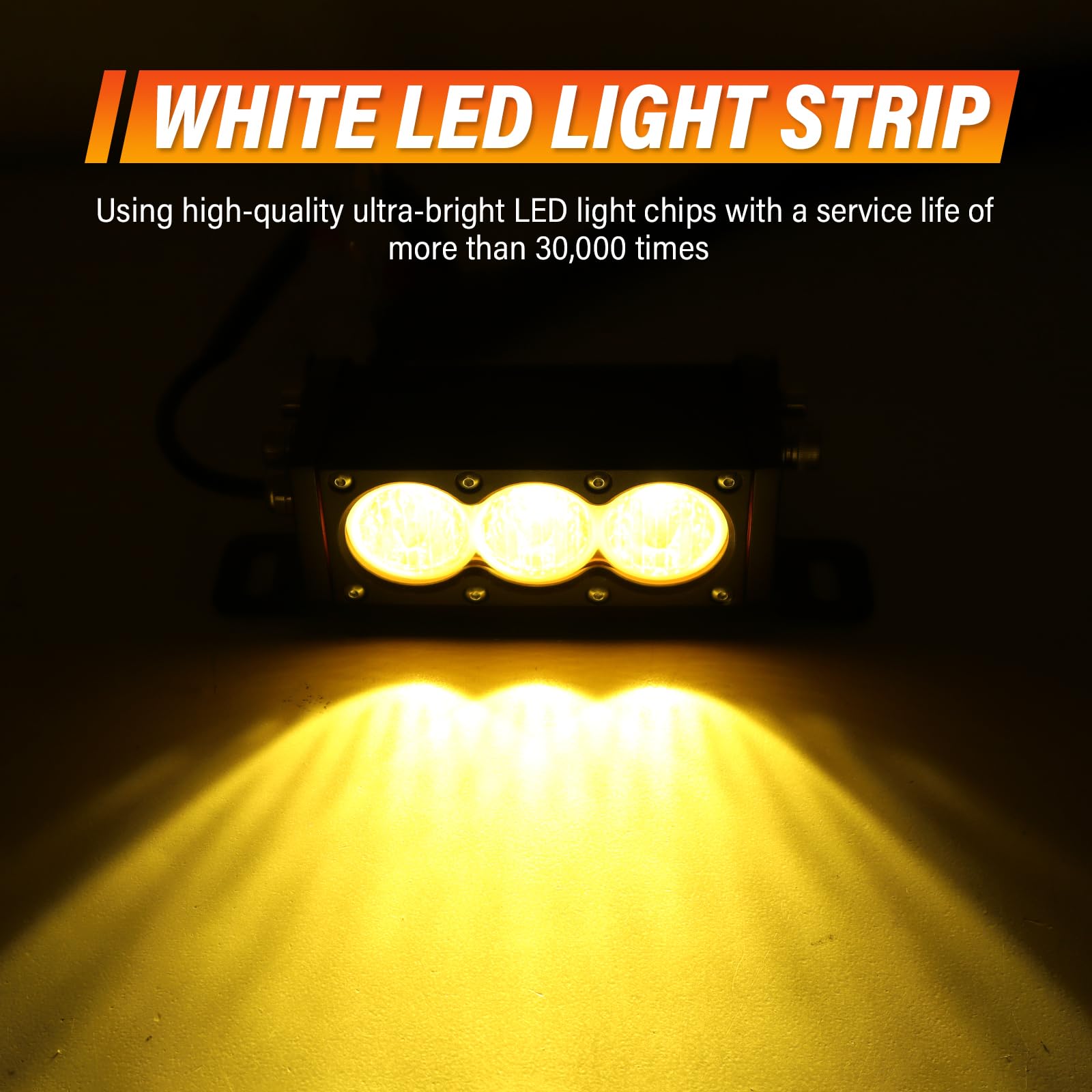 Willpower 2-Piece 6 Inch Single Row Amber LED Light Bar 30W Off-Road Light Bar Flood Beam LED Work Light Truck UTV 4x4 Cars SUVs ATVs Boats Fog Driving Light with Wiring Harness Kit - Image 4