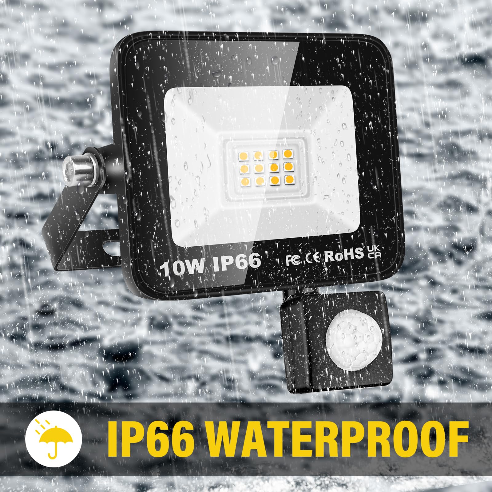 Willpower LED Floodlight with Motion Sensor,10W 1000LM Outdoor Security Lights Outside Lamp 4000K Warm White Spot Light Exterior Lighting for Yard Backyard House Court Stadium Parking,IP66 85V-140V - Image 9