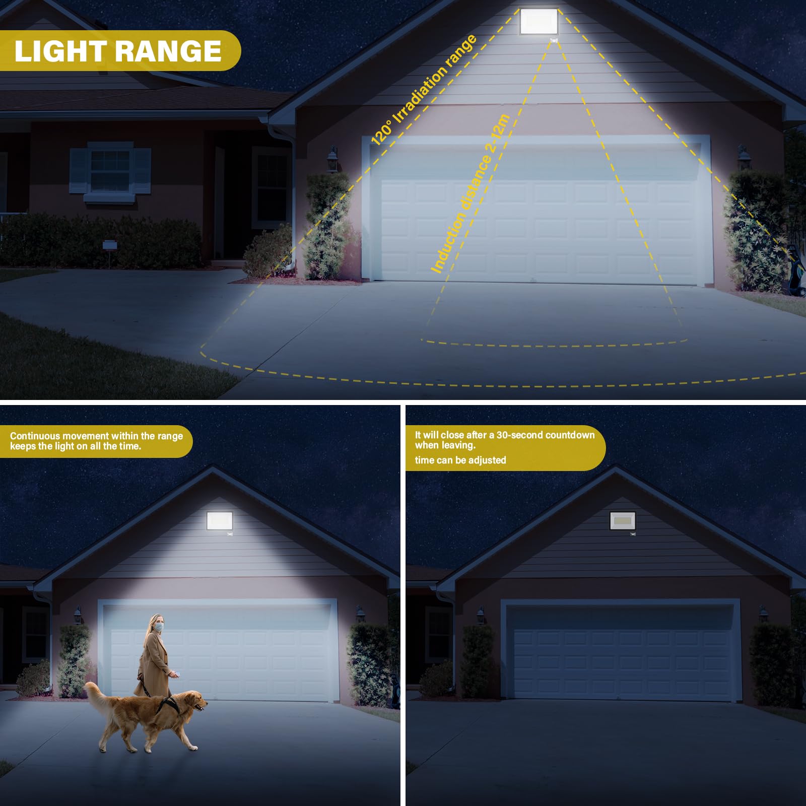 Willpower 2 Pieces 10W LED Floodlight with Motion Sensor,1000LM Outdoor Security Lights,6000K White Outside Spot Light,Waterproof Exterior Lighting for Yard Backyard House Court Stadium Parking,110V - Image 6