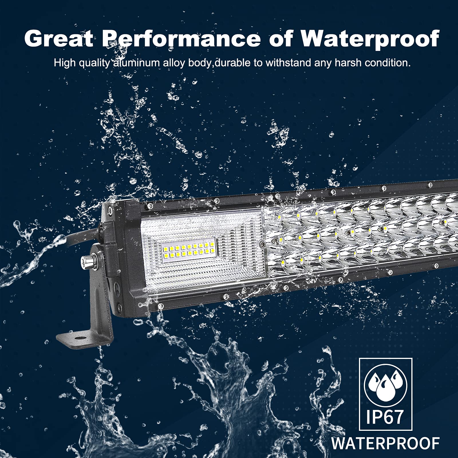 Willpower 22 inch 270W Curved LED Light Bar 7D Lens Spot Flood Combo Beam Triple Row LED Work Diving Lights for Off Road ATV AWD SUV 4WD 4x4 Pickup,12V 24V Waterproof - Image 7