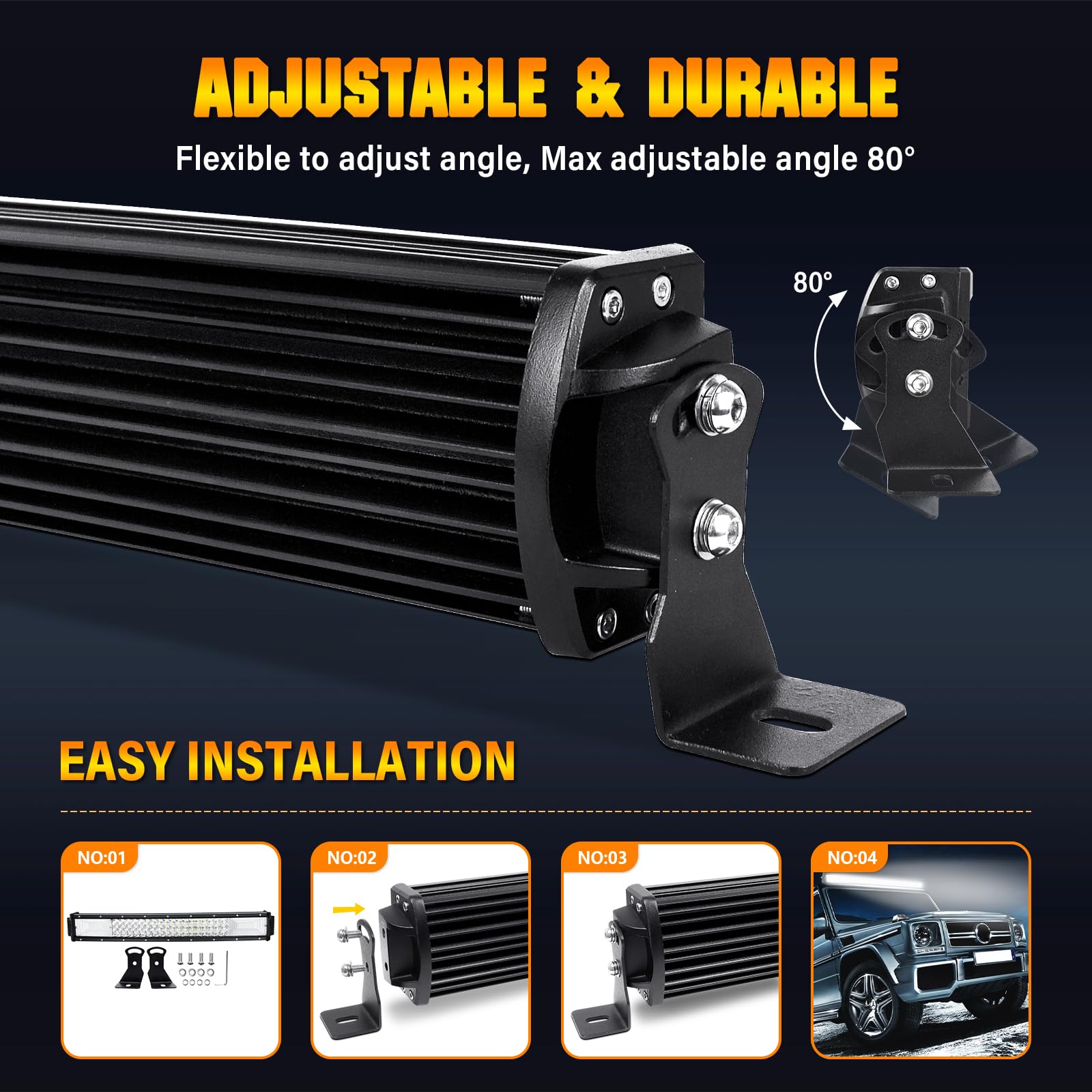 Willpower 22 inch Curved LED Light Bar with Remote Controller Wiring Harness,270W Triple Row Spot Flood Combo Beam,Strobe Flash Work Light Driving Lights,Waterproof Remote Controller On/Off Switch - Image 4