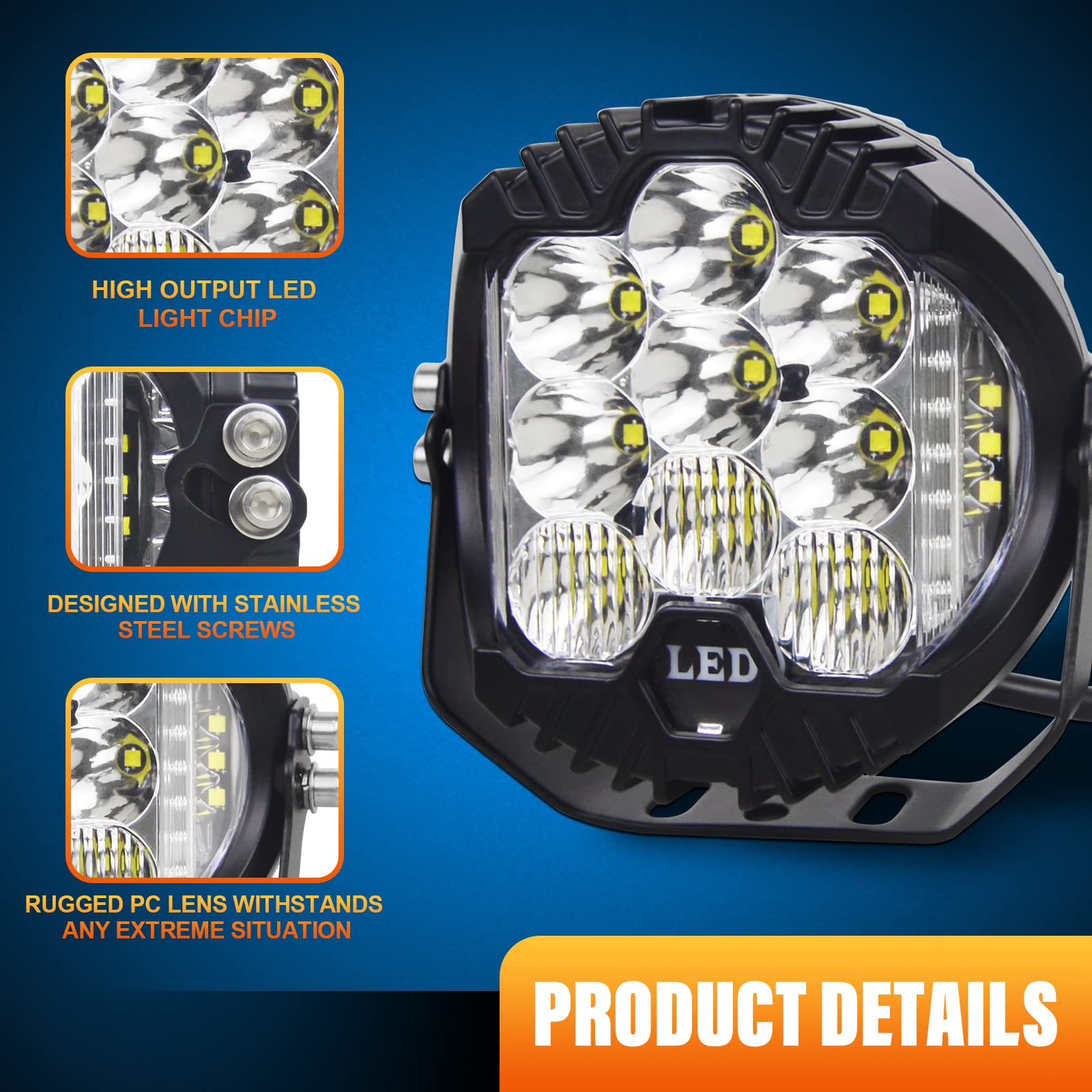Willpower 5" 50W White Side Shooter LED Work Light Bar - Off Road Driving Light, Spot & Flood, Jeep, Truck, ATV, SUV, Car, Boat - 10-30V IP67 Waterproof - Image 3