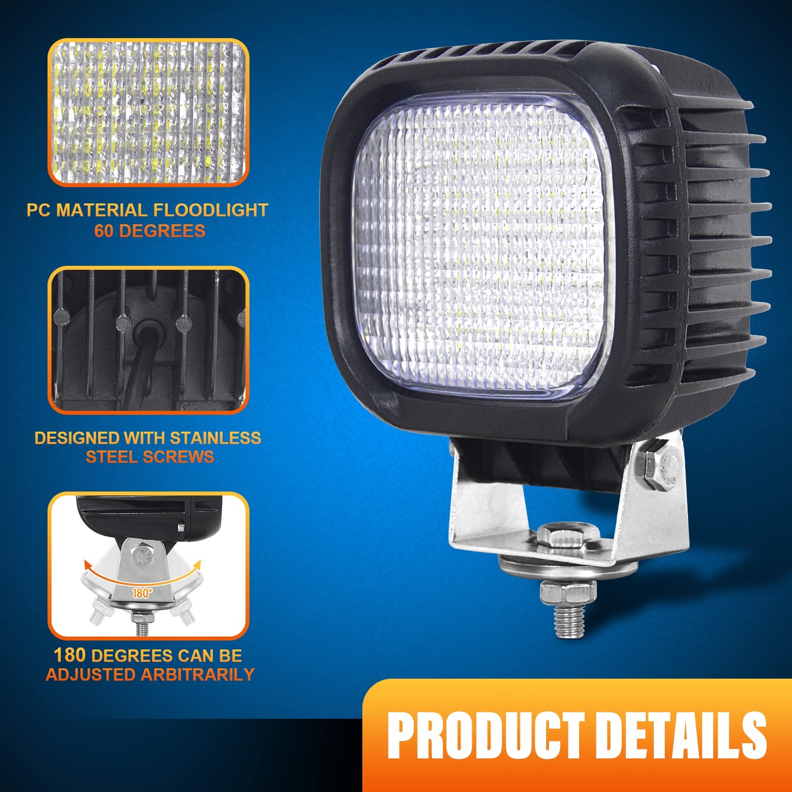 Willpower 5 inch 40W LED Work Light Pods Flood Beam Driving Lights Off-Road Fog Lamp Car Round Headlight 4x4 Truck 4WD Pickup SUV ATV UTV Boat - Image 3