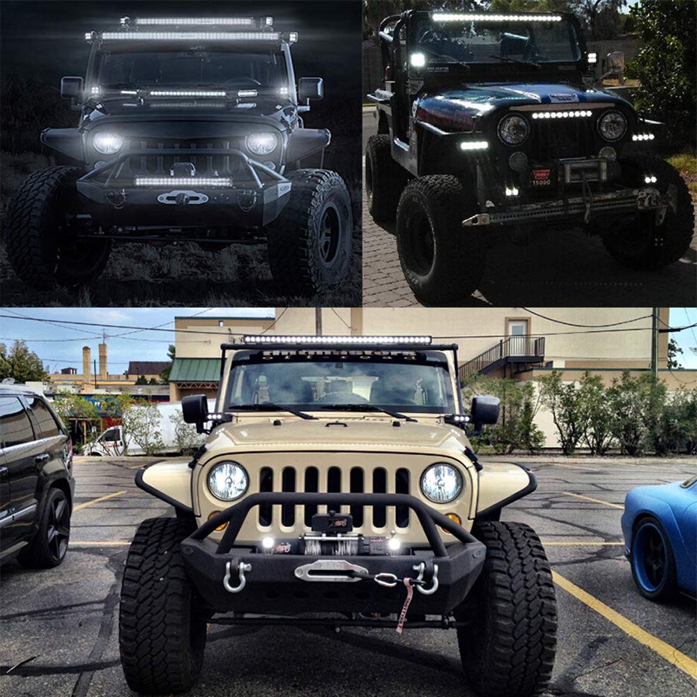 Willpower 2 Pcs 7 inch 17.8cm 120W 3 Row LED Spot Flood Light Roof Bar Auto Lights Off Road for Off-Road Guide Fog Lights Boat Lights LED Work Lighthouse SUV Tractor Lamp,DC 12V 24V - Image 8